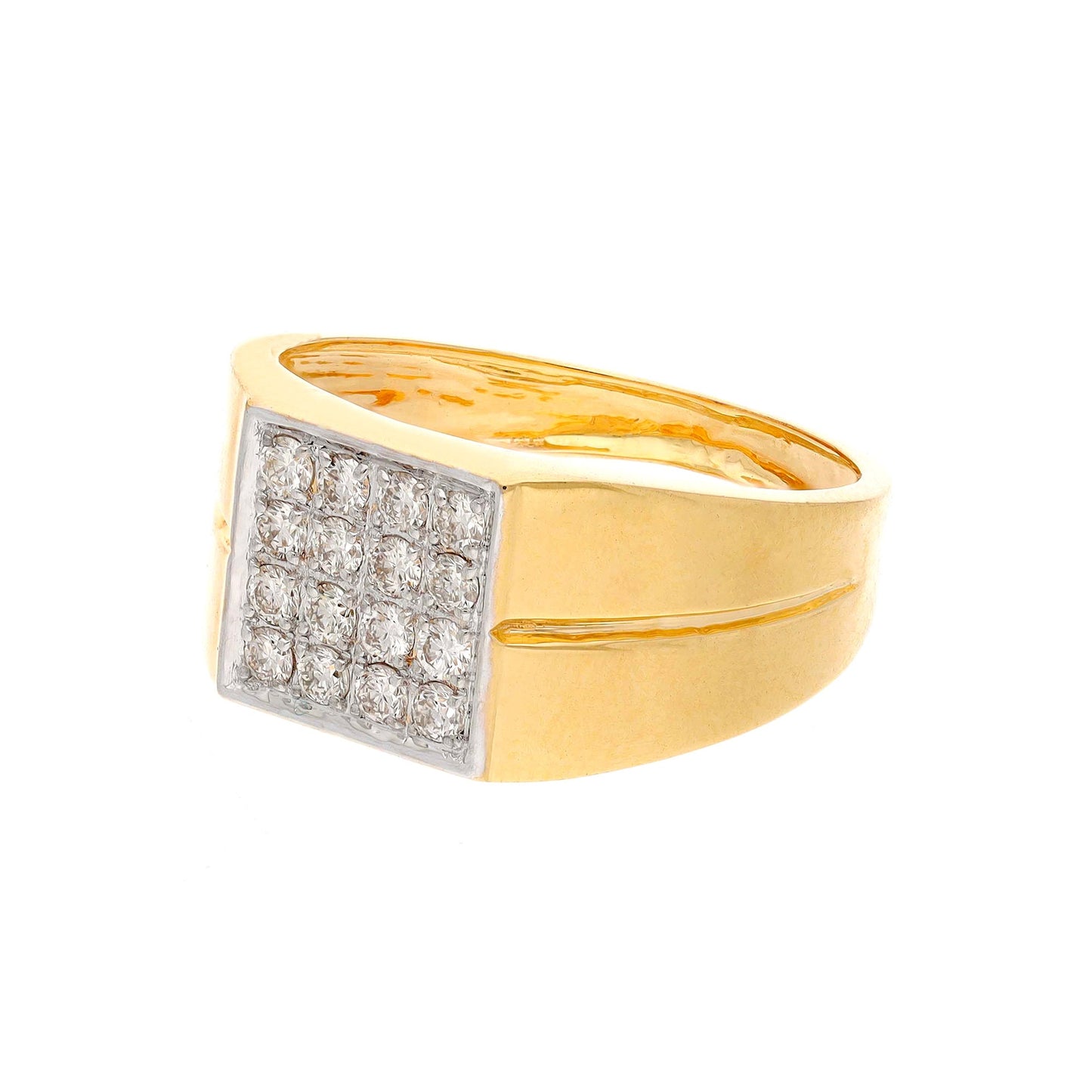 0.50 Cts. Natural Diamond Men Gold Ring | 18K Yellow Gold Diamond Wide Band Ring For Him | Dainty Diamond Gold Men Ring Jewelry for Gift