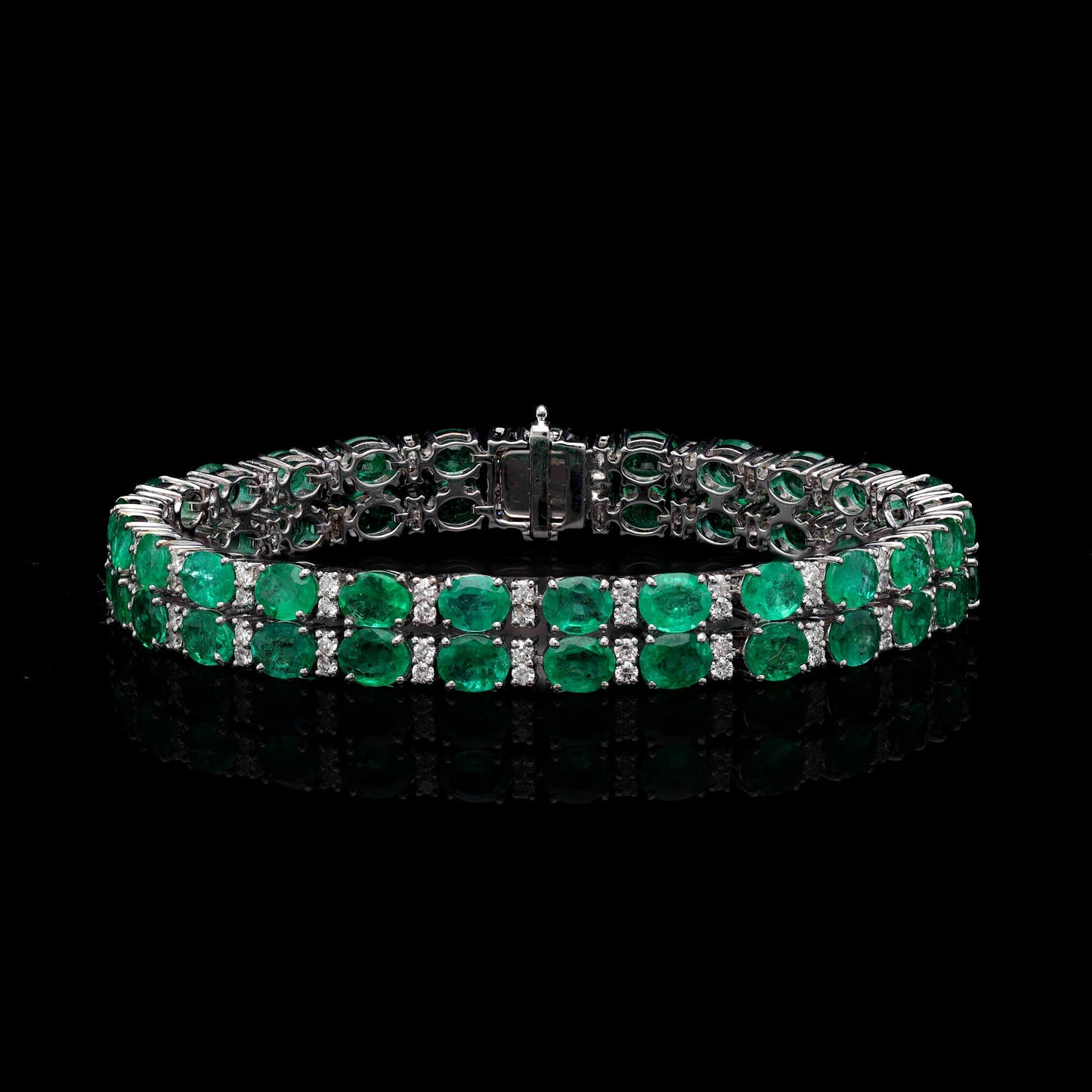 Statement Emerald Bracelet 18k Gold Jewelry / Emerald Eternity Bracelet / Green Gemstone Jewelry For Women