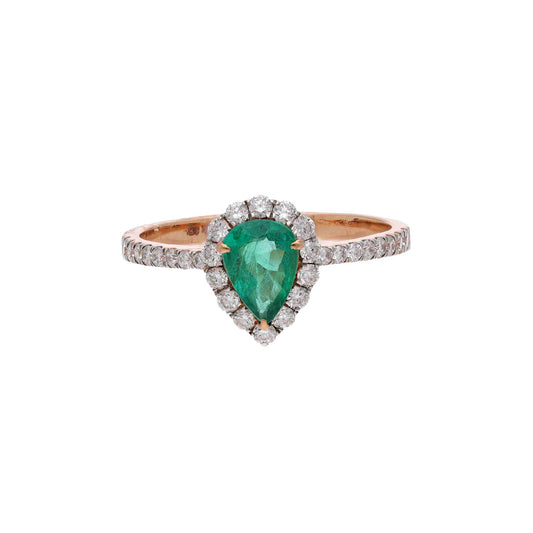 Pear Cut Emerald Diamond Gold Ring / Natural Certified Emerald Jewelry / Promise Ring For Her Green Gemstone Ring / Zoraya