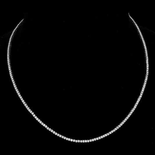 2.80 Cts. Natural Diamond Tennis Necklace | 18k White Gold Diamond Choker Necklace | Dainty Round Cut Diamond Necklace Women Jewelry