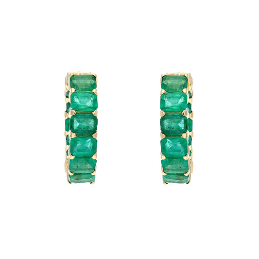 Emerald Hoops 18k Gold Jewelry / Emerald Earrings For Woman / Emerald Jewelry For Her / Natural Emerald Earrings