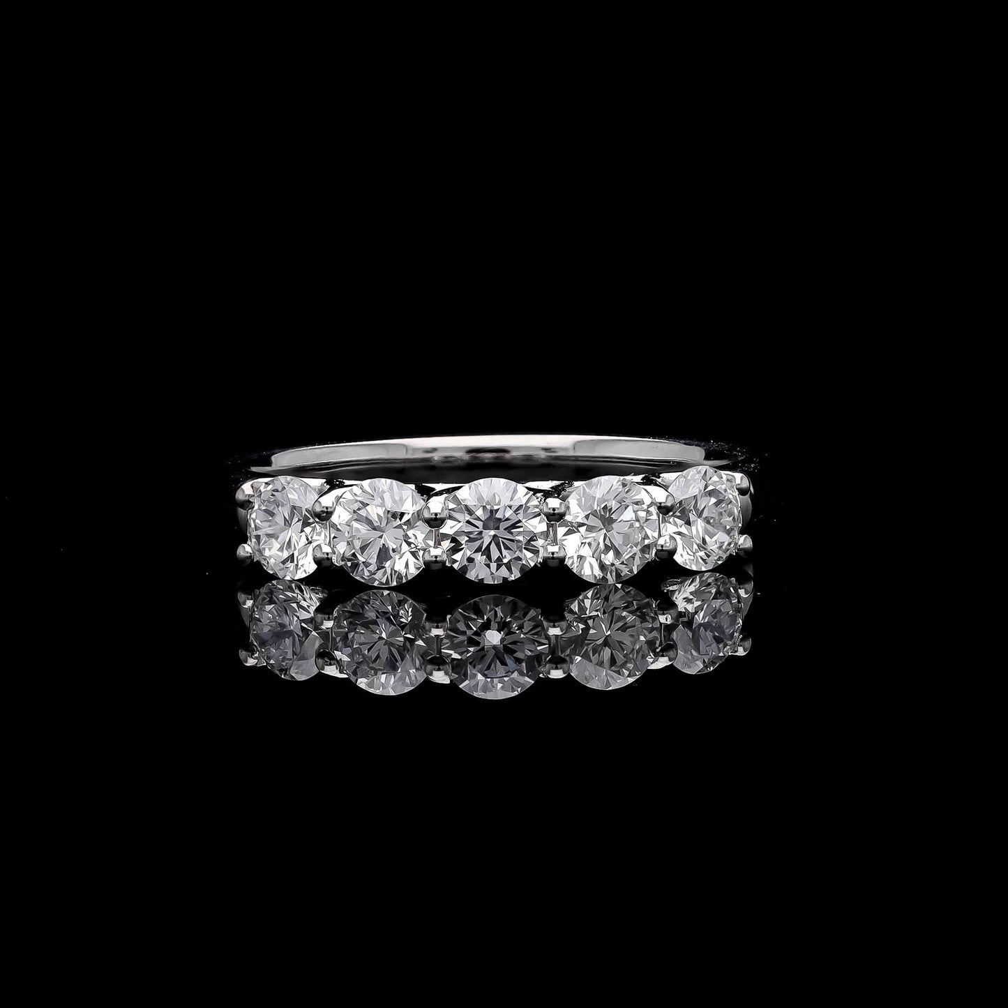 Solitaire 5 Diamond Dainty Proposal Ring in 18k White Gold for Women - Timeless Elegance and Romance