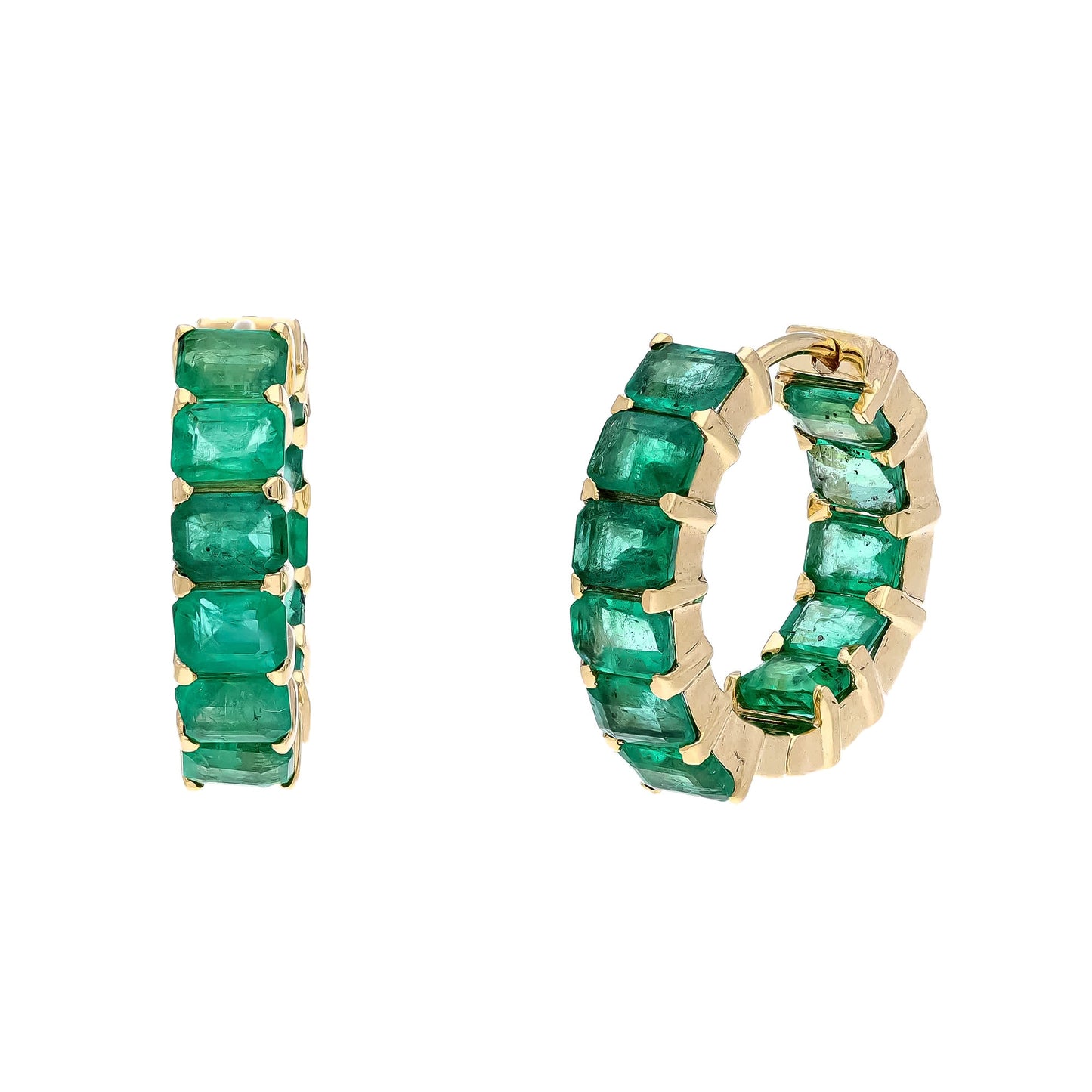 Emerald Hoops 18k Gold Jewelry / Emerald Earrings For Woman / Emerald Jewelry For Her / Natural Emerald Earrings