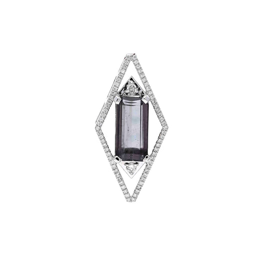 4.410 Cts Oval Tourmaline Diamond Pendant / 18k Gold Jewelry Black Gemstone Jewelry / Charm Pendant Layering Geometric Jewelry