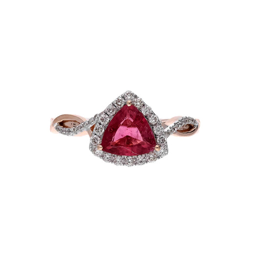 Trillion Cut Pink Tourmaline Diamond Earrings in 18k Rose Gold - Designer Wedding Jewelry