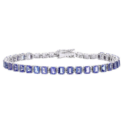 Tanzanite 18k Gold Tennis Bracelet / 6.75 inch length real gemstone bracelet / Minimalist gemstone bracelet / Gift for her