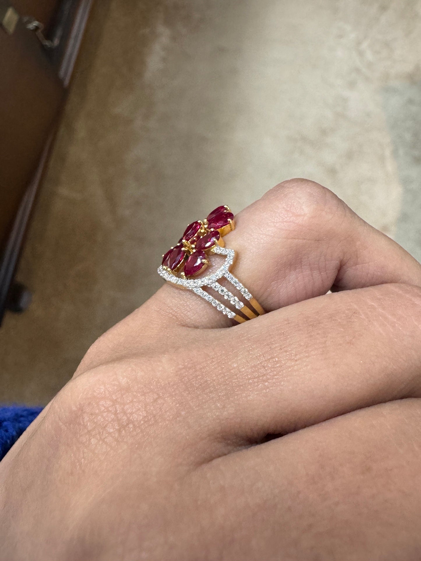 1.95 Cts. Natural Ruby Statement Ring | 18k Yellow Gold Paved Diamond Wedding Ring Jewelry | Gold Ruby Diamond Art Deco Rings For Women