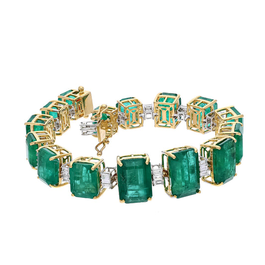 Stunning Green Natural Emerald Stackable Bracelets / 18k Gold Jewelry Certified Gemstone Bracelet / Real Diamond Jewelry Zoraya