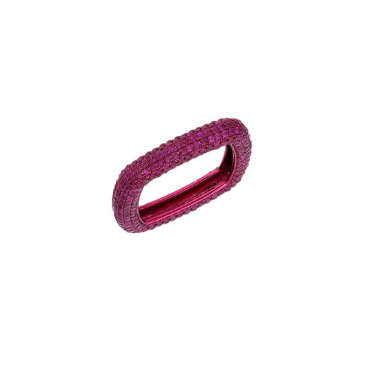 Pink Sapphire Band Ring 18k White Gold Jewelry / Natural Sapphire Stackable Square Ring / Size 7 US Gold Ring For Her / September Birthstone