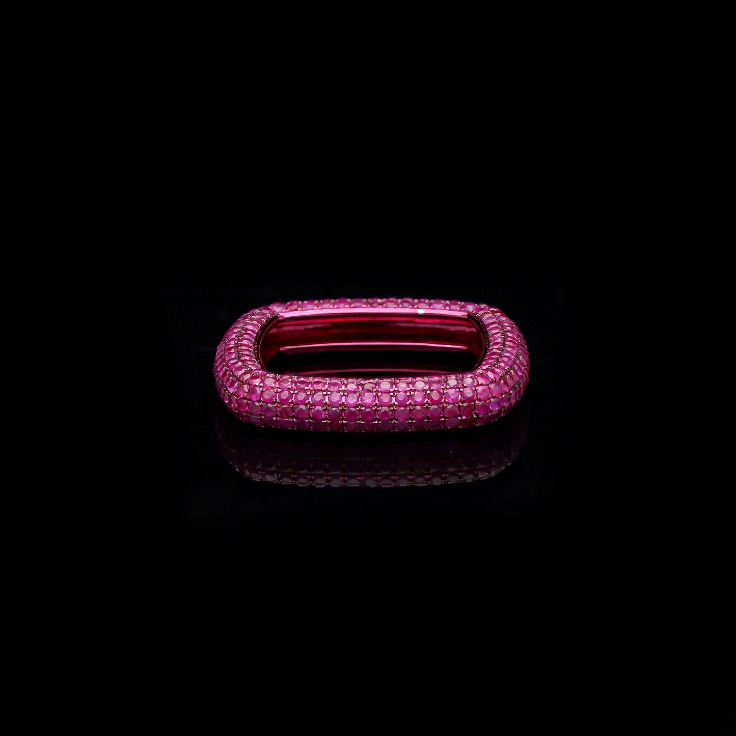 Pink Sapphire Band Ring 18k White Gold Jewelry / Natural Sapphire Stackable Square Ring / Size 7 US Gold Ring For Her / September Birthstone
