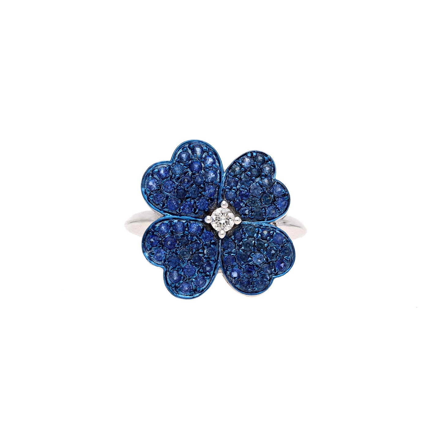 Sapphire Flower Ring 18k White Gold Jewelry / Floral Gemstone Ring Blue Sapphire Jewelry / Blue Flower Ring For Women / Bridal Ring