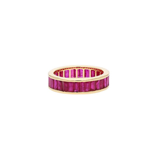 Ruby Eternity Band 18k Solid Gold / Pink Gemstone Stacking Jewelry / Pigeon Red Ruby Gemstone Ring / Statement Jewelry Gift / US 7