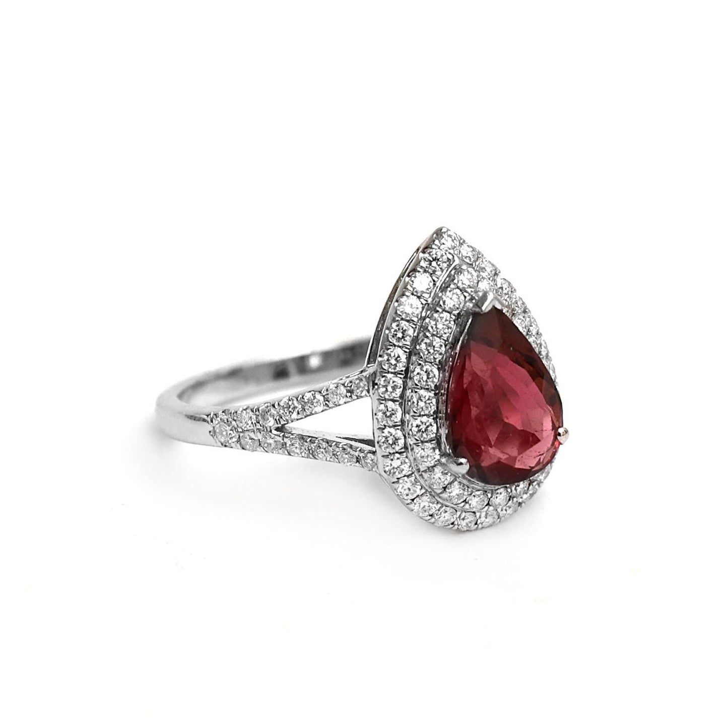 Tourmaline pear cut diamond statement ring gold | Natural tourmaline big pear cut diamond ring gold | Big pear cut tourmaline statement ring