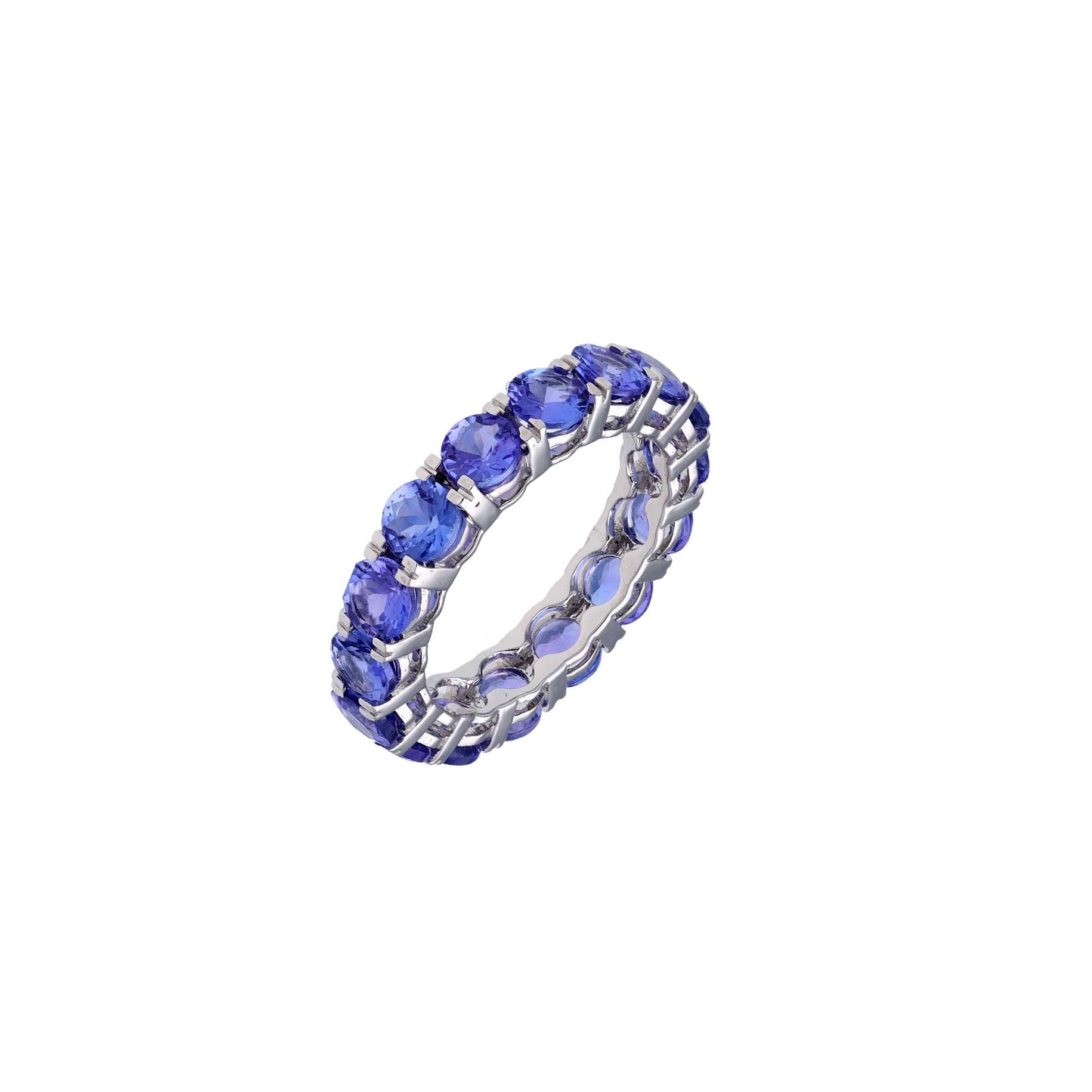 Tanzanite eternity band gold ring | Tanzanite round shape stacking ring gold | Tanzanite white gold ring