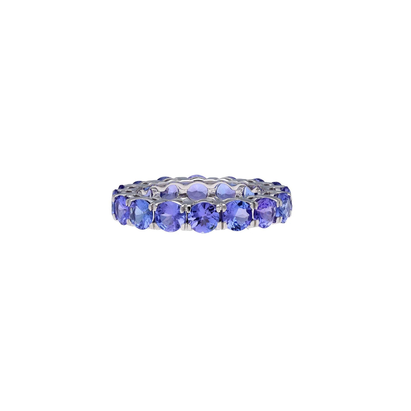 Tanzanite eternity band gold ring | Tanzanite round shape stacking ring gold | Tanzanite white gold ring