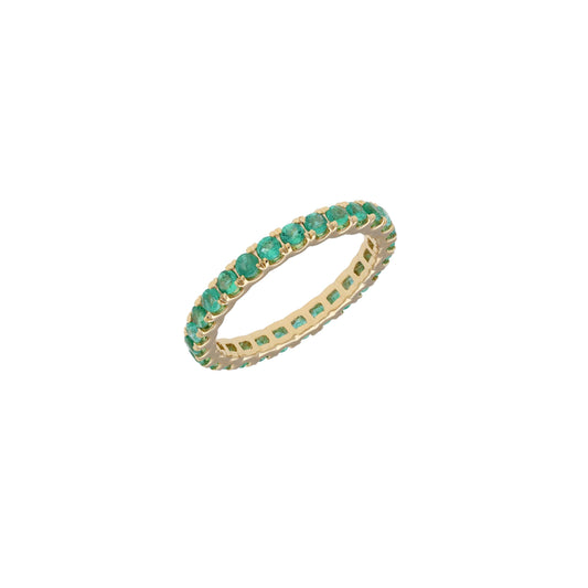 Round emerald eternity band gold | Green emerald gold ring band | Stackable band ring emerald | Emerald ring for her