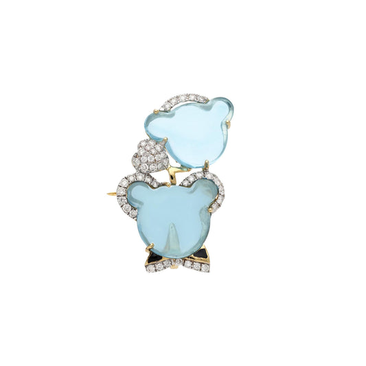 Swiss blue topaz diamond brooch pendant gold | White gold diamond brooch | Blue topaz pendant gold | Mickey mouse lapel pin