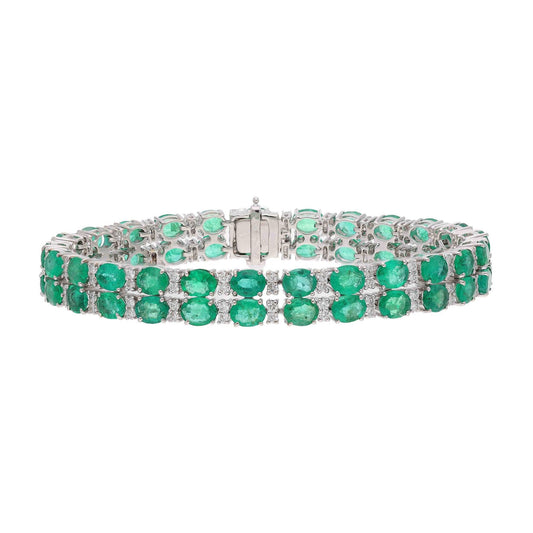 Statement Emerald Bracelet 18k Gold Jewelry / Emerald Eternity Bracelet / Green Gemstone Jewelry For Women