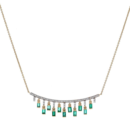 18k Solid Yellow Gold Emerald Diamond Charm Necklace - Timeless Elegance and Luxury - Shop Now on Etsy for Exquisite Beauty