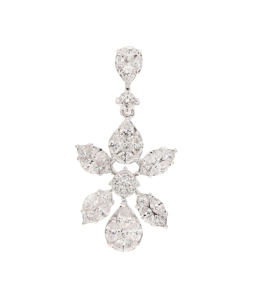 Natural Diamond Necklace Pendant Charm Solid 18K White Gold Fine Diamond Jewelry Minimalist Pendants For Women, Diamond Necklace Pendants