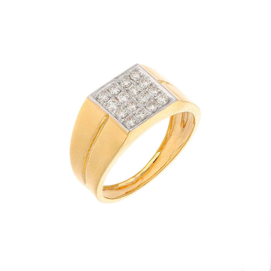 0.50 Cts. Natural Diamond Men Gold Ring | 18K Yellow Gold Diamond Wide Band Ring For Him | Dainty Diamond Gold Men Ring Jewelry for Gift