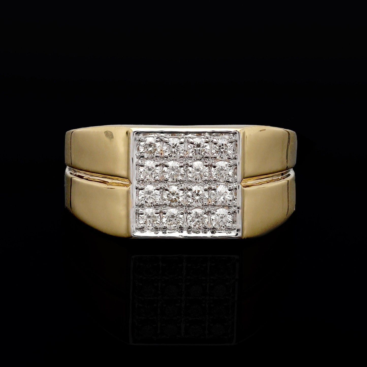 0.50 Cts. Natural Diamond Men Gold Ring | 18K Yellow Gold Diamond Wide Band Ring For Him | Dainty Diamond Gold Men Ring Jewelry for Gift