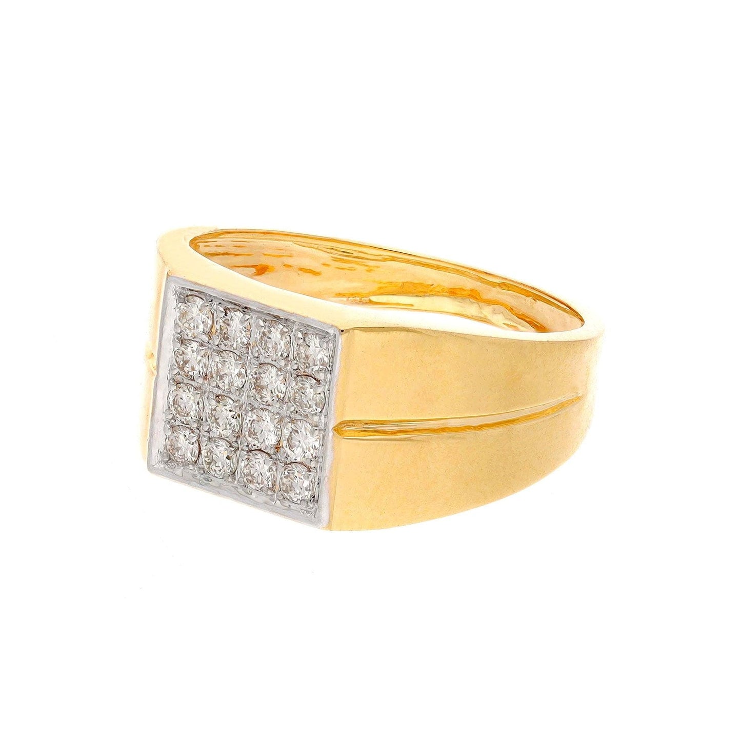 0.50 Cts. Natural Diamond Men Gold Ring | 18K Yellow Gold Diamond Wide Band Ring For Him | Dainty Diamond Gold Men Ring Jewelry for Gift