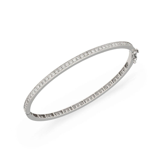 1.94 Cts. Natural Diamond Gold Bangle, 18k White Gold Round Cut Diamond Statement Bracelets Gift For Wedding, Certified Diamond Gold Jewelry