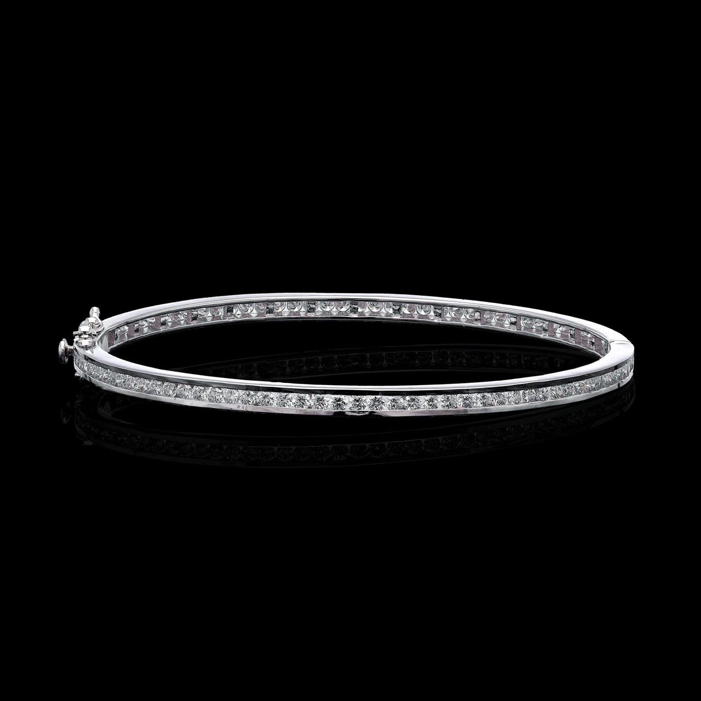 2.85 Cts. Natural Diamond Gold Bangle | Solid 18k Gold Real Diamond Wedding Bangle Bracelets | White Gold Round Cut Diamond Bangle Jewelry