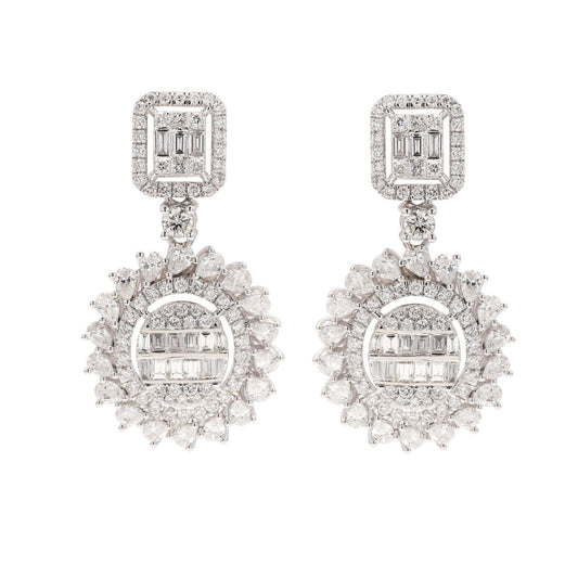 Natural Diamond Stud Earring | 18k diamond earrings  Jewelry | Pear Baguette Cut Diamond Dangle Wedding Earring For Women