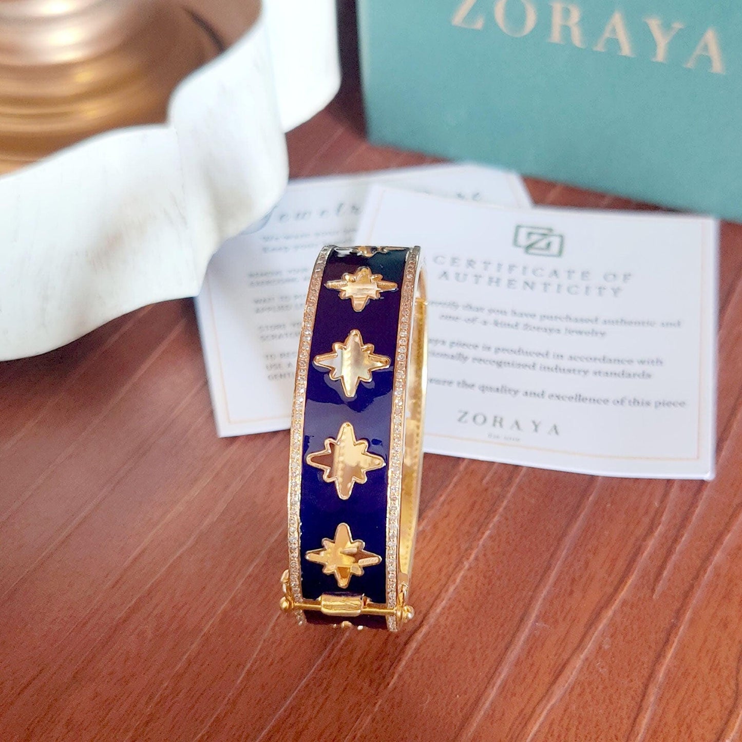 Diamond black enamel 925 silver bangle / Black and gold openable cuff bangle 925 silver jewelry / Prong set diamond stackable bangle for her