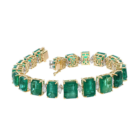 Rare find Zambian deep emerald bracelet 18k gold jewelry / Statement emerald bracelets / Stackable emerald bracelets jewelry for women