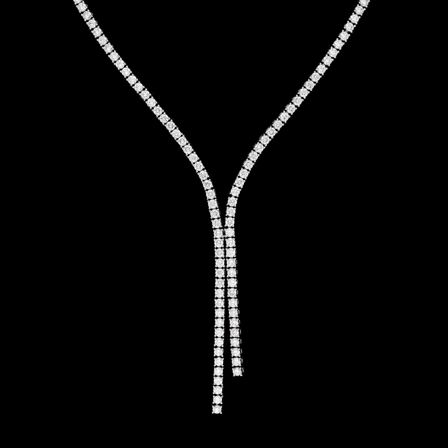 Lariat diamond necklace 18k white gold | Diamond wedding jewelry gold | Bridesmaid lariat gold diamond necklace 45cm