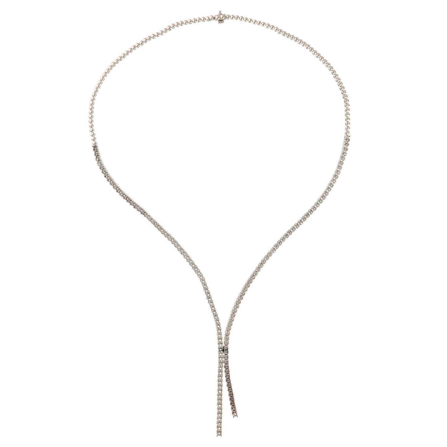 Lariat diamond necklace 18k white gold | Diamond wedding jewelry gold | Bridesmaid lariat gold diamond necklace 45cm