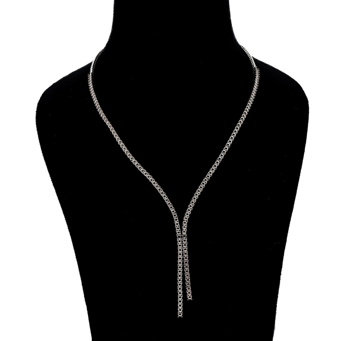 Lariat diamond necklace 18k white gold | Diamond wedding jewelry gold | Bridesmaid lariat gold diamond necklace 45cm