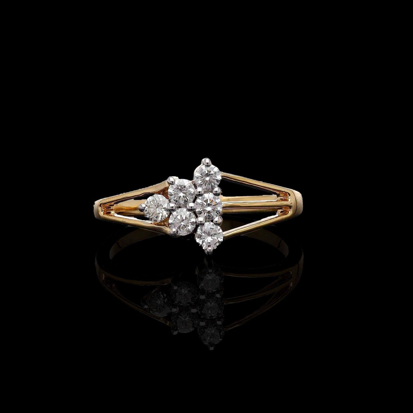 0.35 Cts. Natural Diamond Wedding Ring | 18k Yellow Gold Pave Diamond Statement Rings For Women | Handmade Diamond Split Band Ring Jewelry