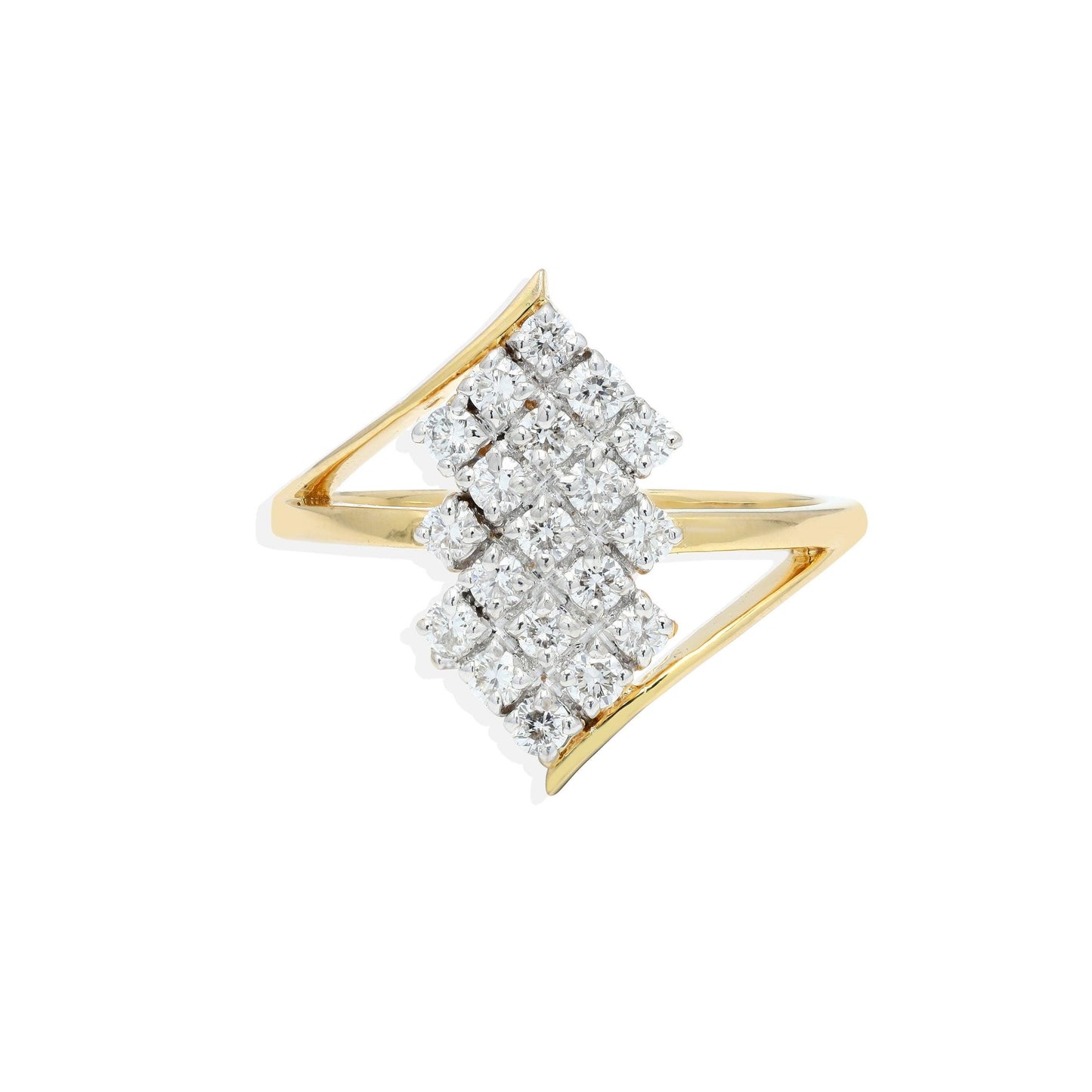 0.61 CTS. Natural Diamond Bypass Ring Gold | 14K Yellow Gold Dainty Round Cut Diamond Rings For Women | Engagement Wedding Ring Jewelry