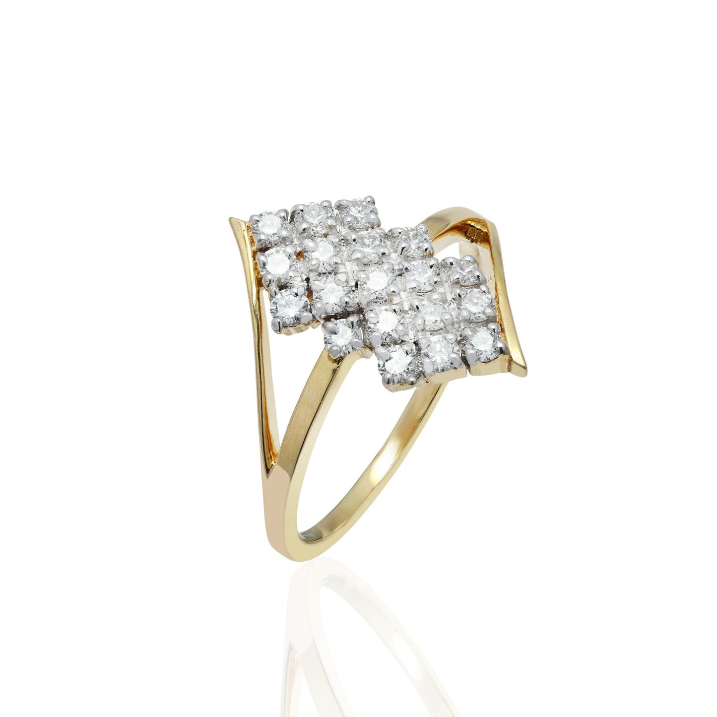 0.61 CTS. Natural Diamond Bypass Ring Gold | 14K Yellow Gold Dainty Round Cut Diamond Rings For Women | Engagement Wedding Ring Jewelry