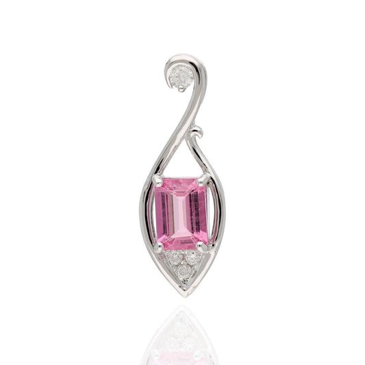 0.98ct Tourmaline Pendant in 14K White Gold with Exquisite Diamonds | Handcrafted Gemstone Necklace | Unique Jewelry Gift for Her