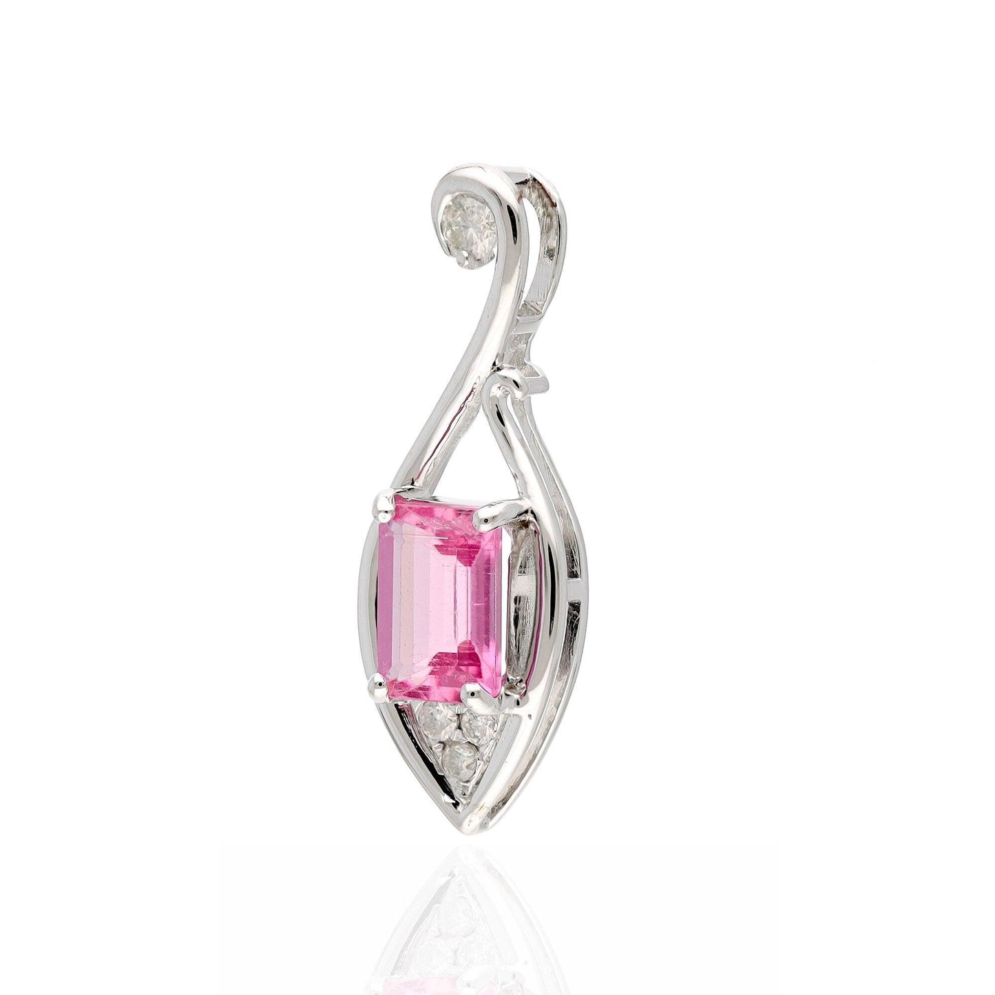 0.98ct Tourmaline Pendant in 14K White Gold with Exquisite Diamonds | Handcrafted Gemstone Necklace | Unique Jewelry Gift for Her