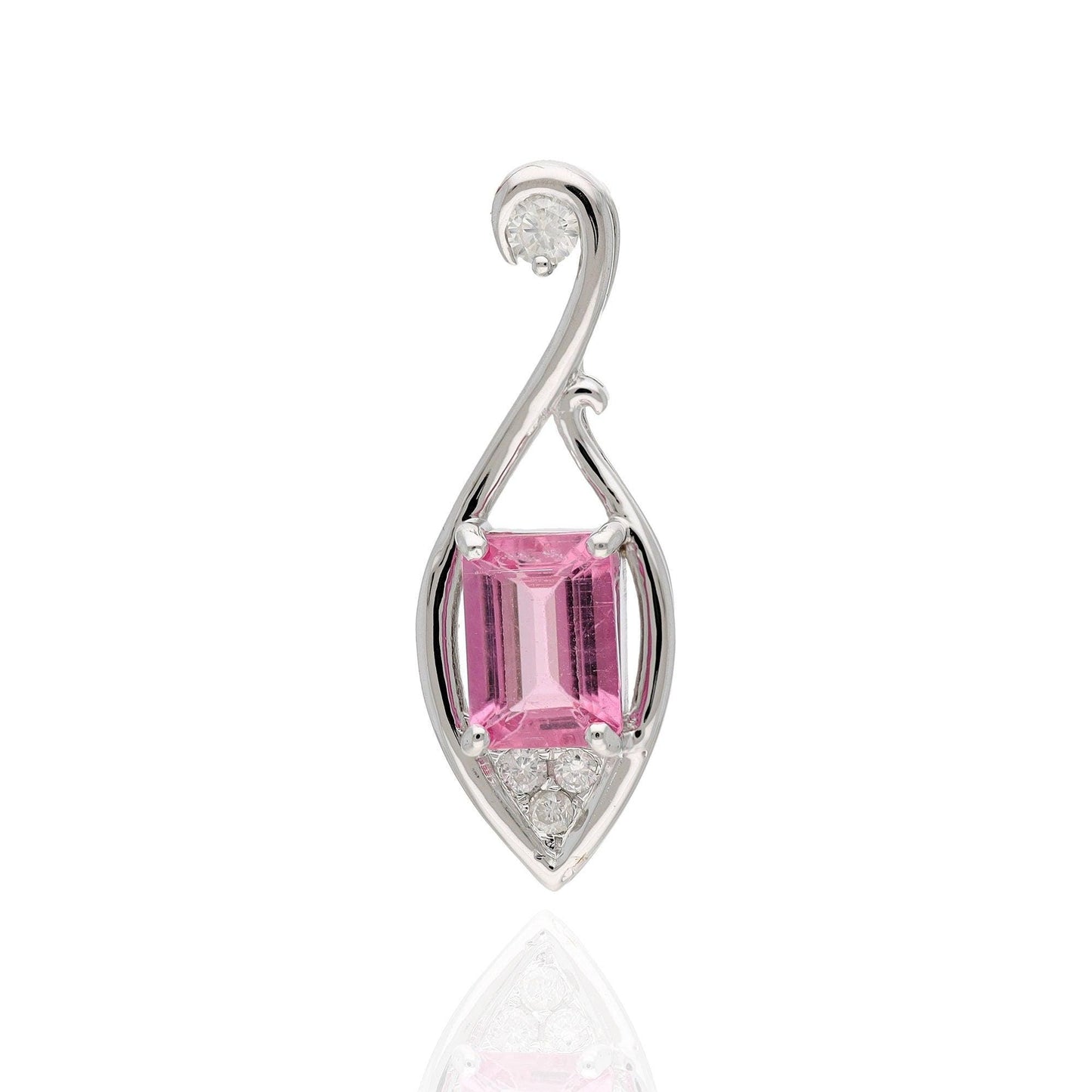 0.98ct Tourmaline Pendant in 14K White Gold with Exquisite Diamonds | Handcrafted Gemstone Necklace | Unique Jewelry Gift for Her