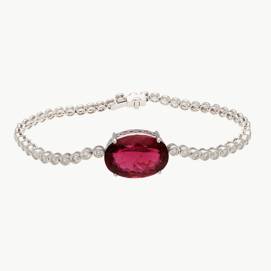 10.97cts Tourmaline Diamond Bracelet in 18k White Gold - Dainty Chic Bracelet For Women in Gold - Gemstone Jewelry For Her
