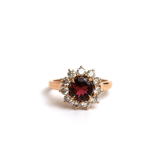 Tourmaline round diamond ring gold | Real tourmaline diamond round cut big statement ring gold | Big tourmaline diamond round cut ring gold