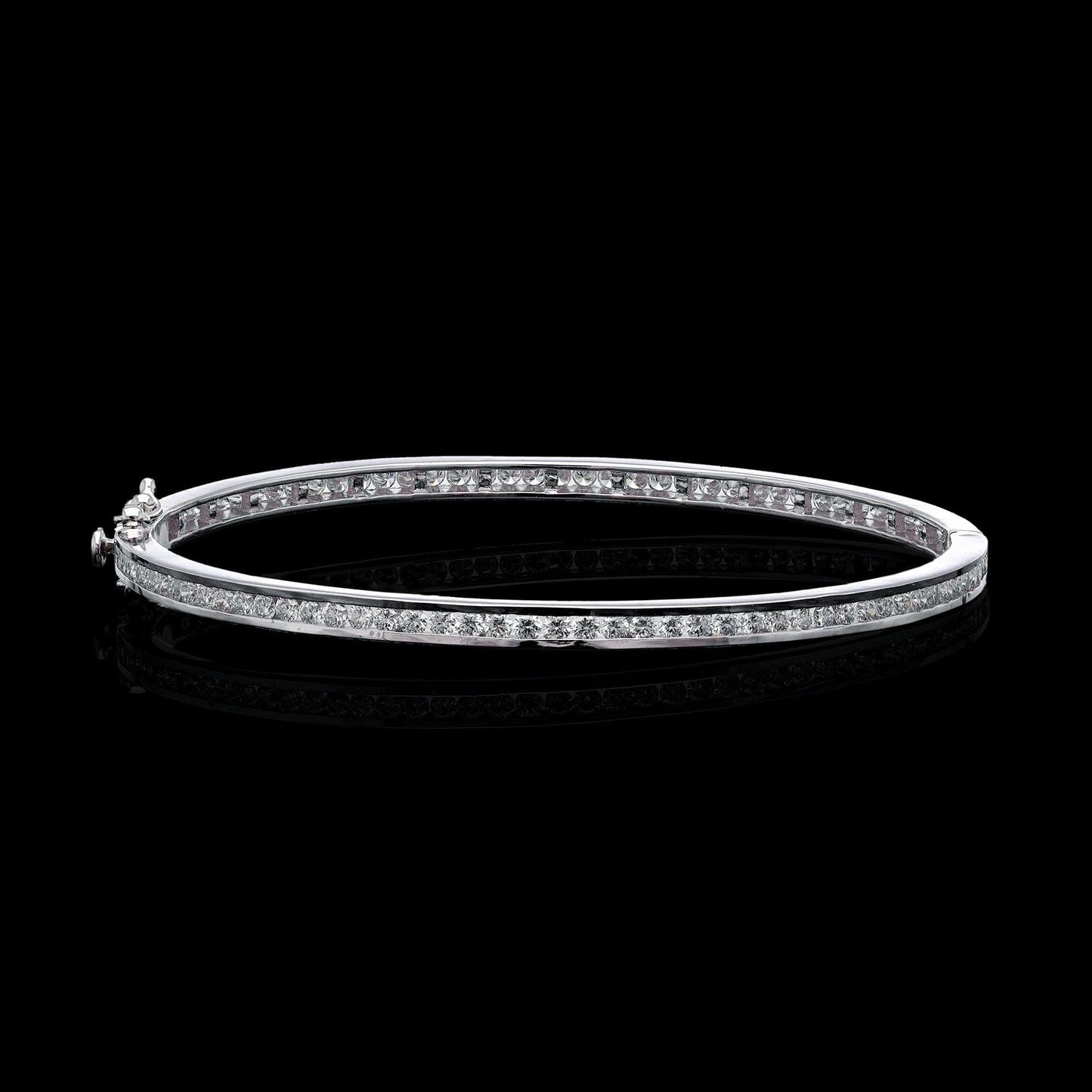 2.85 Cts. Natural Diamond Gold Bangle | Solid 18k Gold Real Diamond Wedding Bangle Bracelets | White Gold Round Cut Diamond Bangle Jewelry
