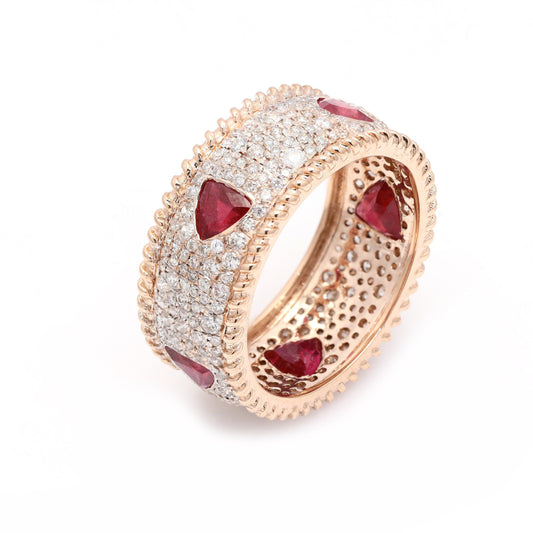 2.62 CTS. Ruby Diamond Gold Eternity Ring For Women Solid 14k Rose Gold Ruby Wedding Band Rings Natural Diamond Full Eternity Ring Jewelry