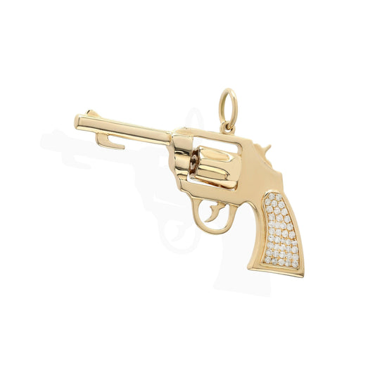 Pave Diamond Gold Pendant, Gun Charm Pendant For Him, Stackable Jewelry For Men, Gift For Him