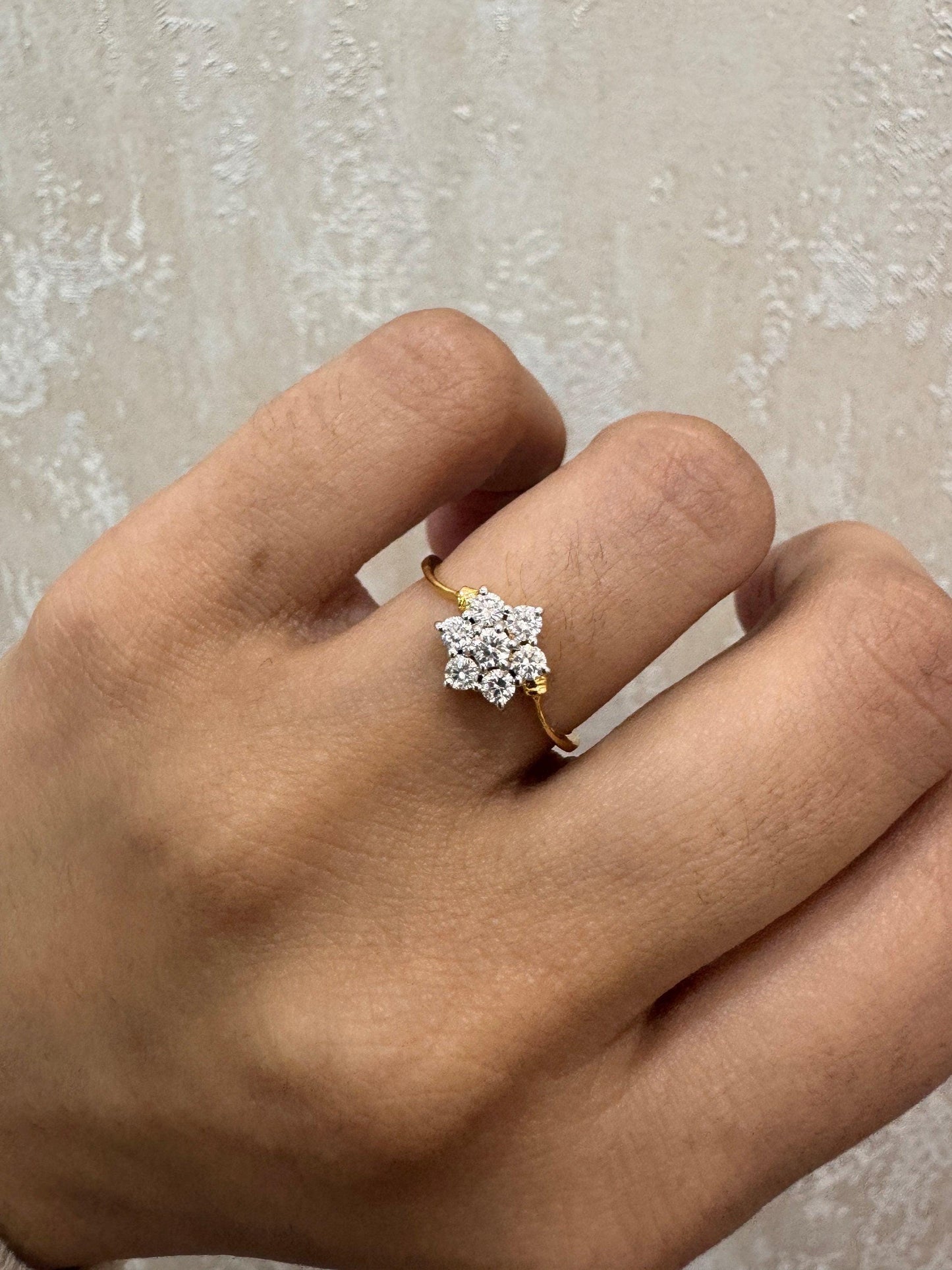 0.44 Cts. Natural Diamond Engagement Ring | 18k Gold Pave Diamond Thin Shank Ring Jewelry | Delicate Yellow Gold Diamond Rings Gift Jewelry