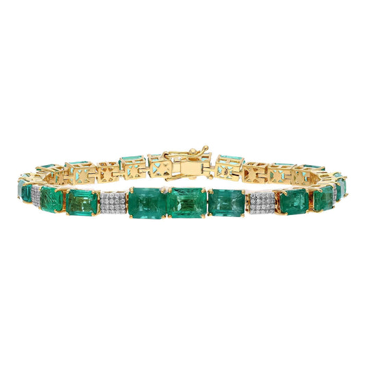 Emerald diamond 18k gold bracelet stackable jewelry / Dainty designer gemstone bracelets / Green gemstone jewelry for women