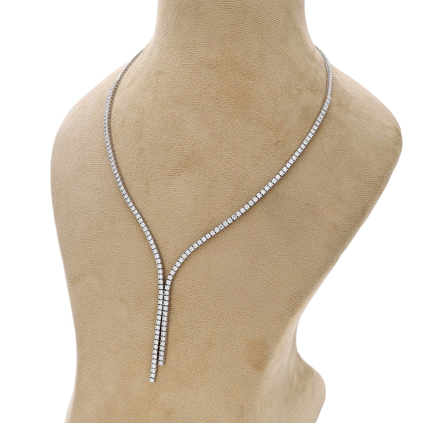 Lariat diamond necklace 18k white gold | Diamond wedding jewelry gold | Bridesmaid lariat gold diamond necklace 45cm