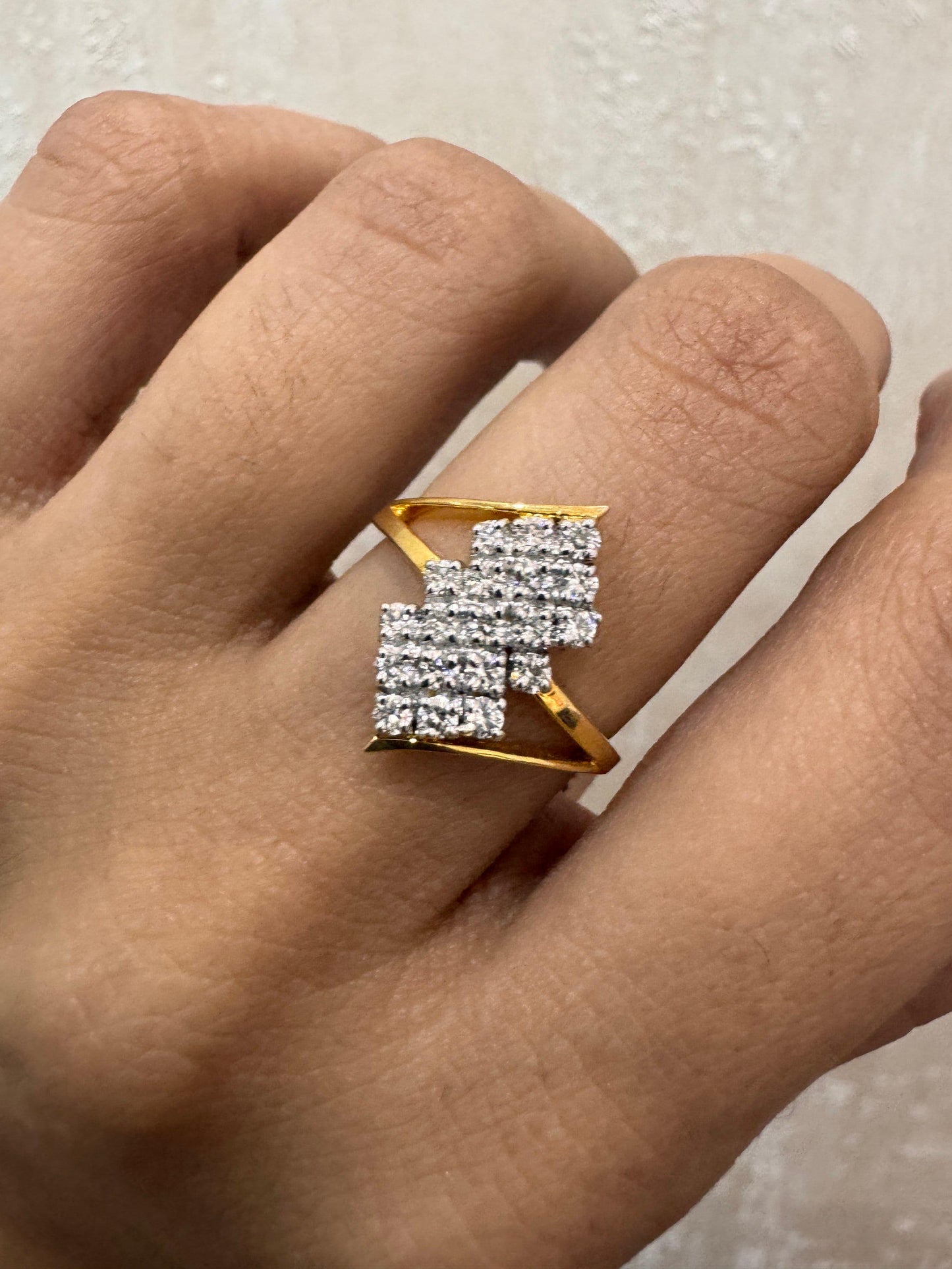 0.61 CTS. Natural Diamond Bypass Ring Gold | 14K Yellow Gold Dainty Round Cut Diamond Rings For Women | Engagement Wedding Ring Jewelry